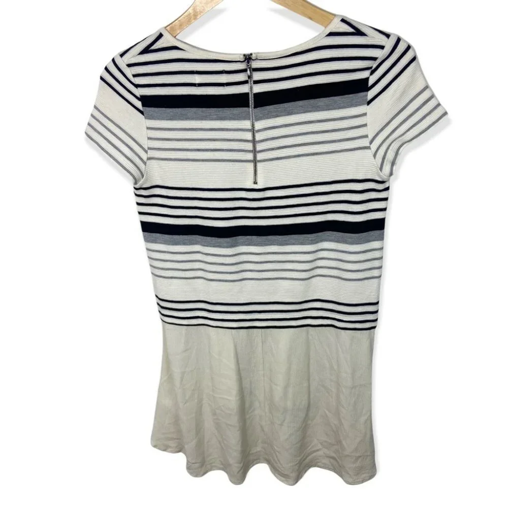 Anthropologie Gradient Strip High Low Tunic Top Short Sleeve Deletta Size Small - Picture 4 of 8